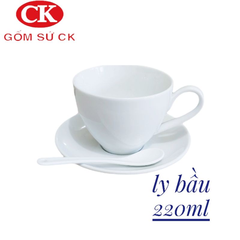 Set tách cafe hàng CK cao cấp kèm muỗng và dĩa kê 180ml, 220ml