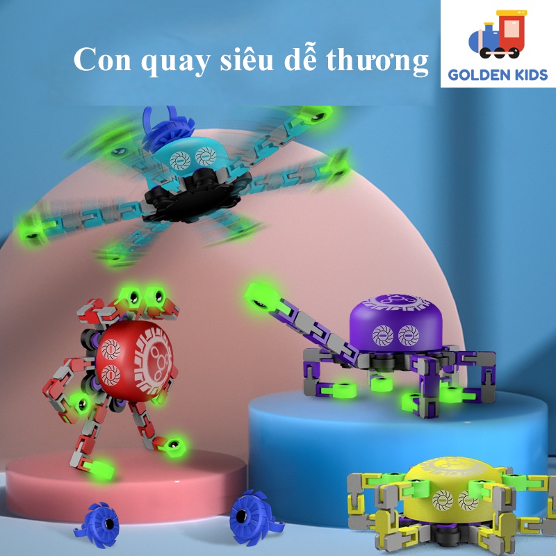 Con quay đồ chơi đầu ngón tay biến hình, con quay hồi chuyển giải nén spinner Golden Kids