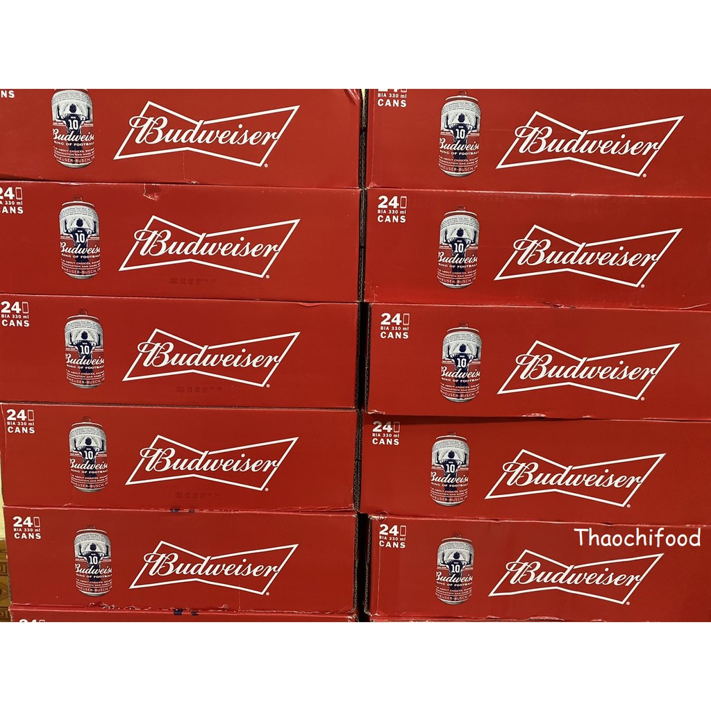 (Date tháng 08/2021)Bia budweiser thùng 24 lon 330ml - Phiên bản Lionel Messi - Tặng kèm bộ 2 cốc khi mua 2 thùng