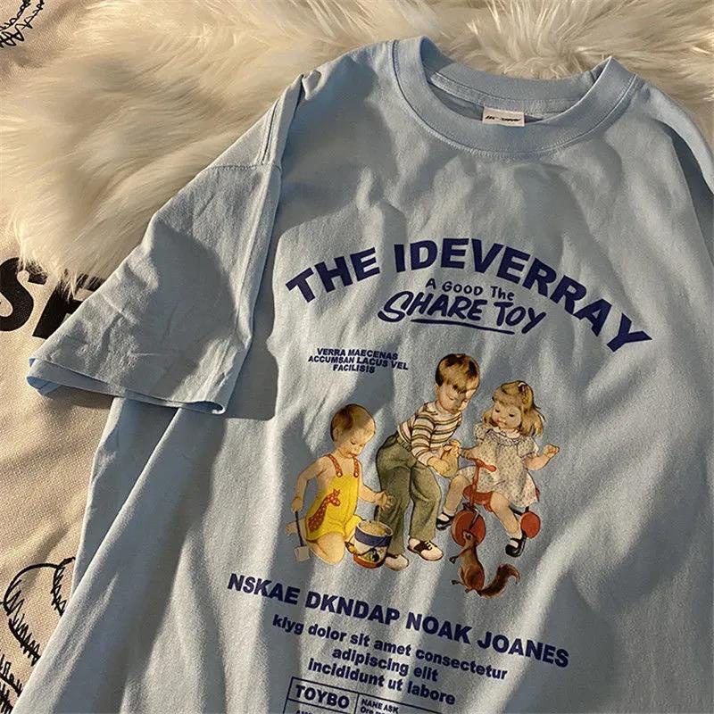 Áo Thun Tay Ngắn Dáng Rộng In Họa Tiết Phong Cách Retro Mỹ Thời Trang Mùa Hè Cho Nữ 2021 | BigBuy360 - bigbuy360.vn