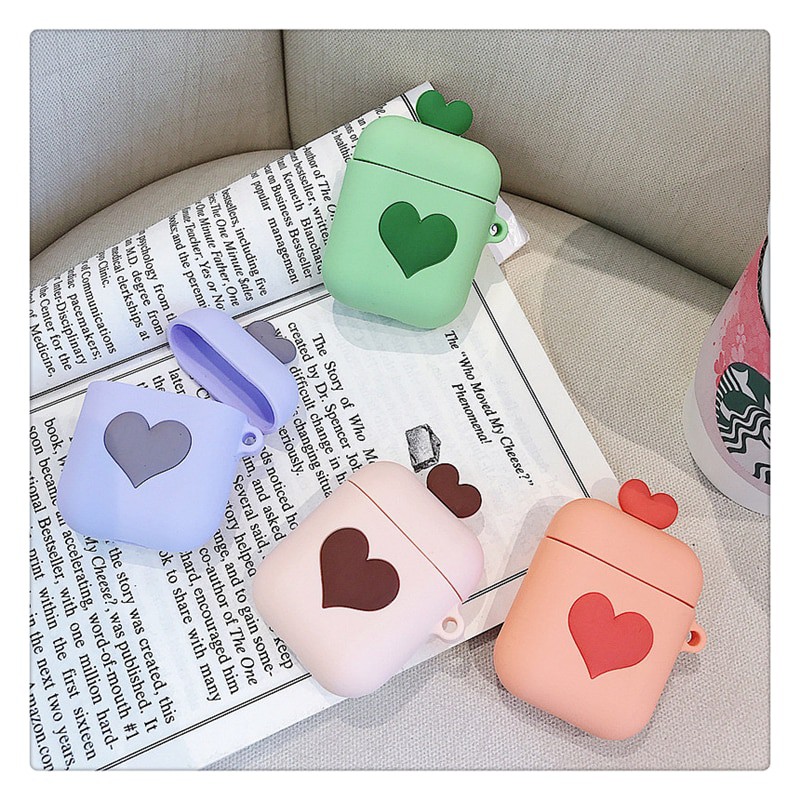 [Ảnh Thật] Bao Ốp Case Silicon Airpods 1/2 Hình Trái Tim Siêu Cute