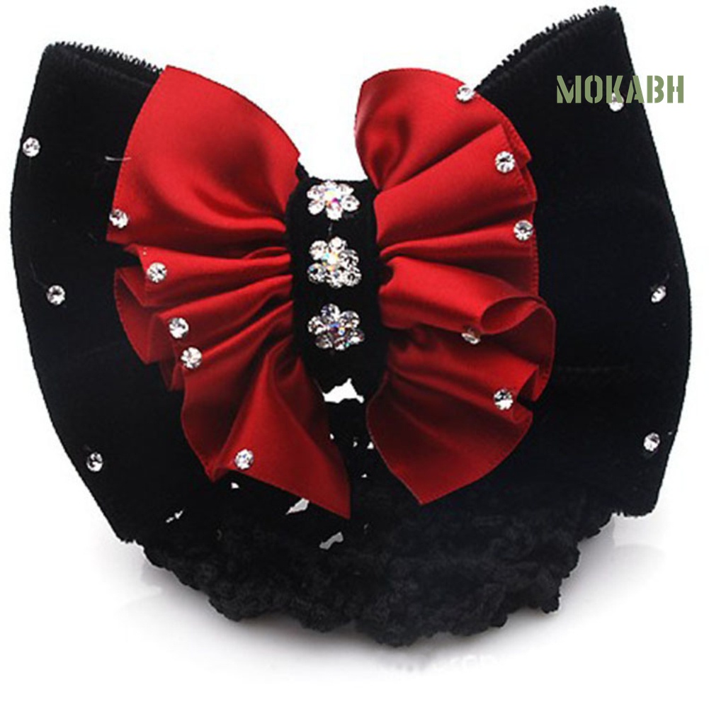 Kẹp Tóc Nơ Vải Satin Đính Đá Thời Trang Cho Nữ