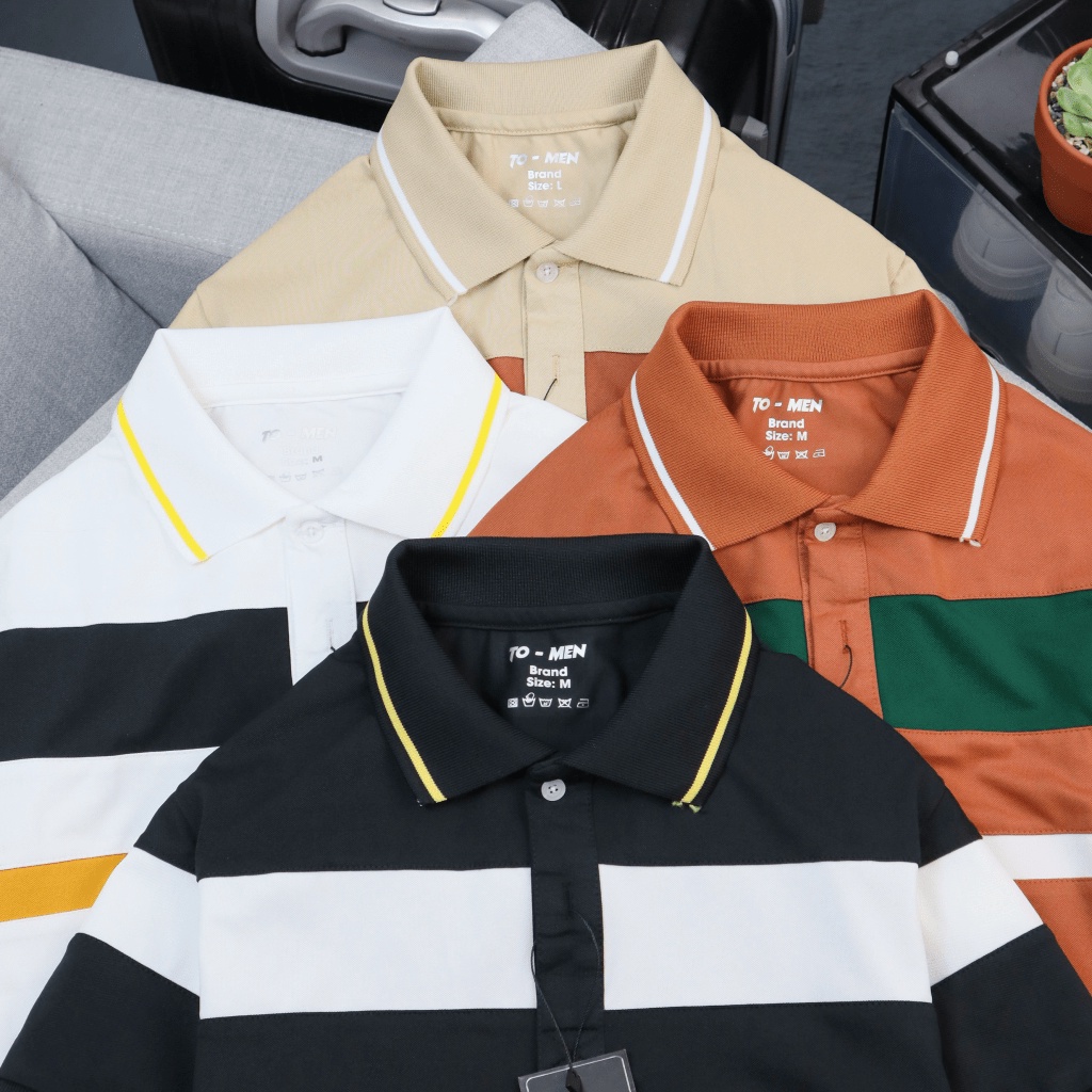 Áo Thun Nam Polo Cổ Trụ Phối Sọc Ngang Chất Cotton Mát Co Giãn Tốt Phong Cách Lịch Lãm Siêu Hot NEW UNISEX