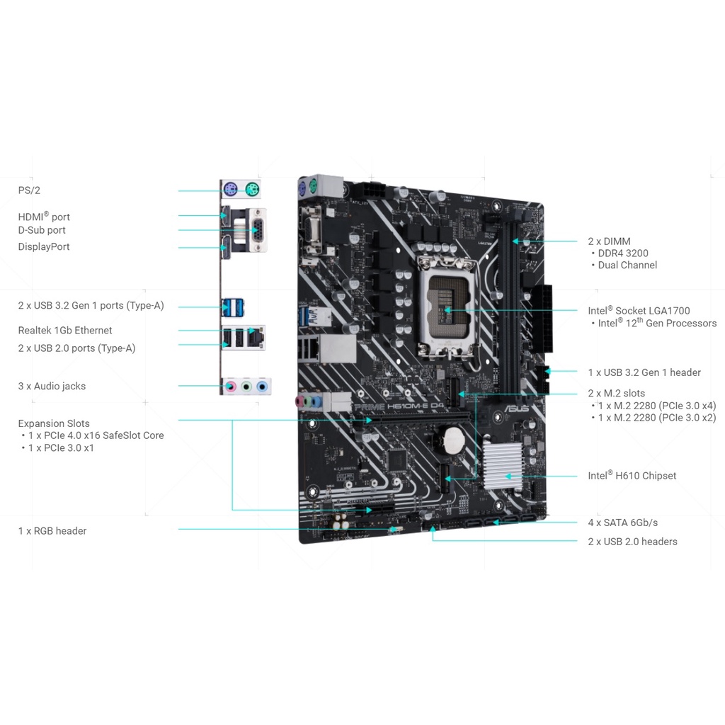 Main Asus PRIME H610M E D4 socket 1700 - Chính Hãng Viết Sơn Phân Phối