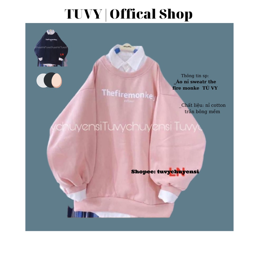 Áo sweater nữ TUVYSHOP Áo nỉ bo the fire monki est 2017 ép nổi 5D unisex siêu ấm nhiều màu