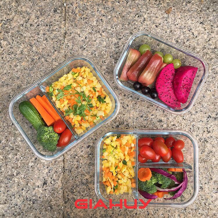 Hộp cơm thủy tinh, Hộp đựng thức ăn, thực phẩm siêu bền - Chia ngăn tự ghép bộ | BigBuy360 - bigbuy360.vn