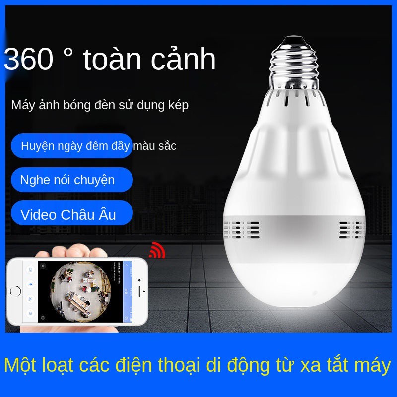 Bóng đèn 360 độ nhìn toàn cảnh ban đêm nét cao thông minh mạng wifi không dây camera giám sát điện thoại di độn