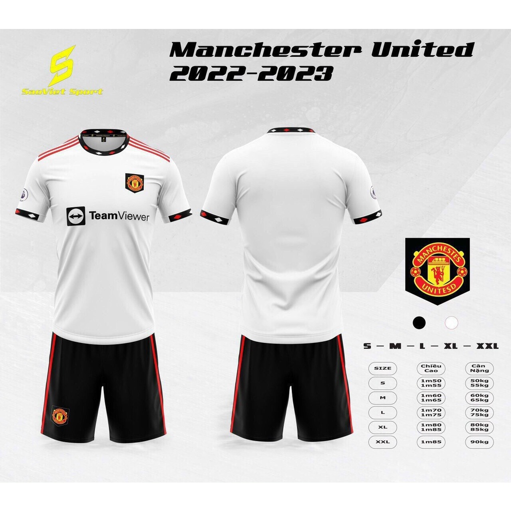 BỘ QUẦN ÁO BÓNG ĐÁ CLB VẢI THUN LẠNH CAO CẤP MẪU MỚI - BỘ THUN MANCHESTER UNITED 2022 - 2023