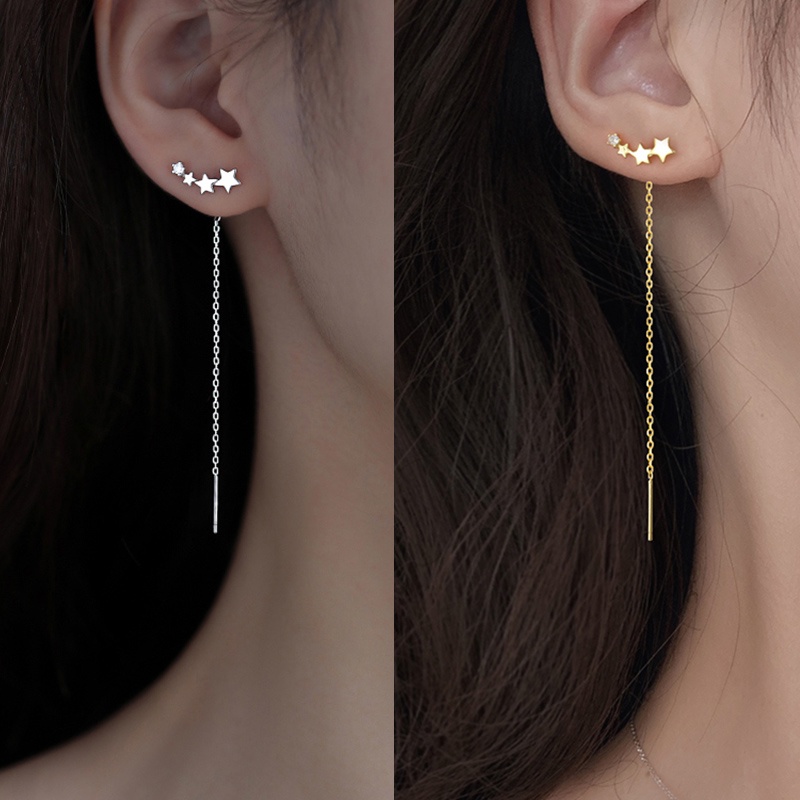 Đôi Bông Tai Dáng Rơi Họa Tiết Ngôi Sao Đính Đá Thời Trang Cho Nữ