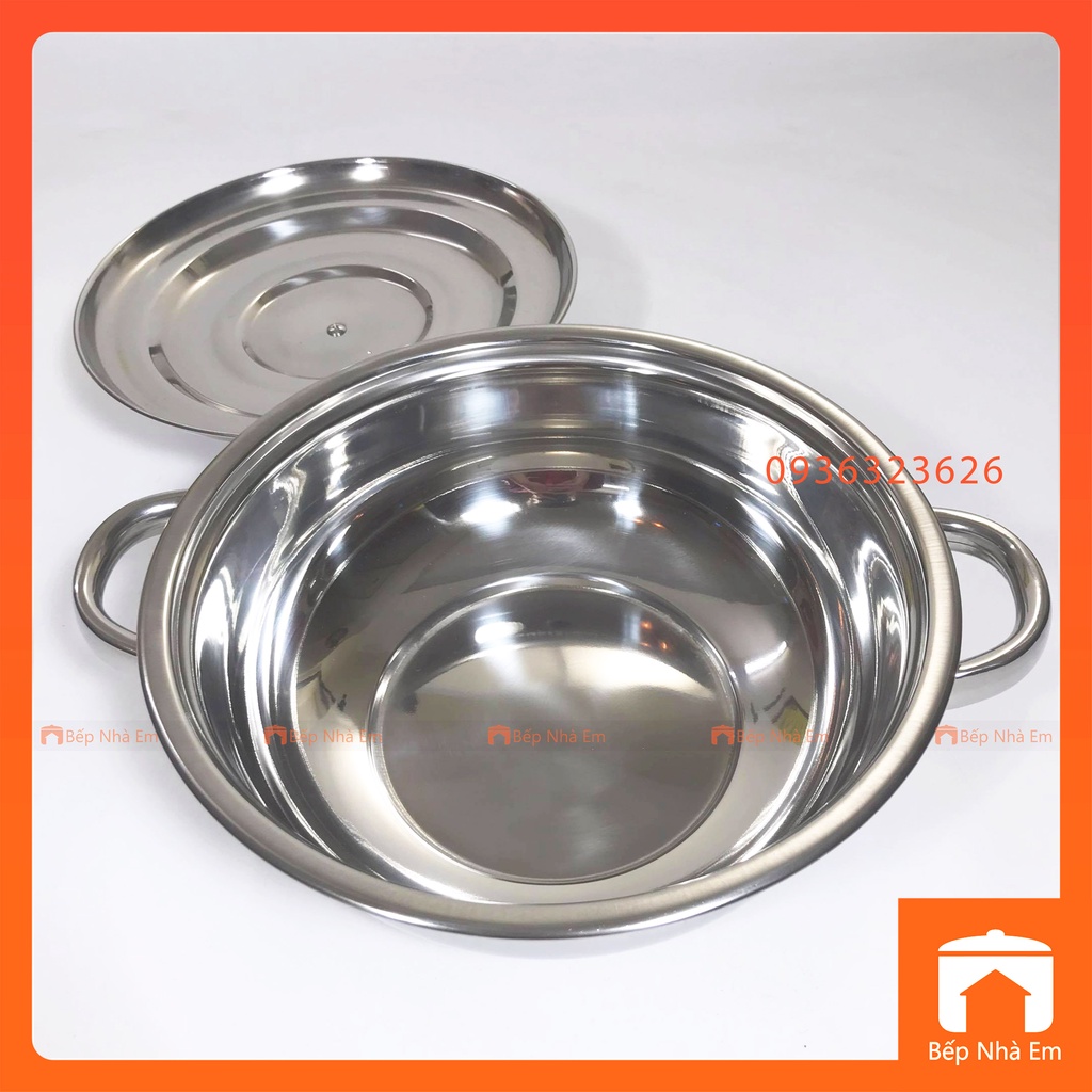 Nồi Lẩu 1 Ngăn Inox Dày Cao Cấp Nhiều Size - Hàng Việt Nam Sản Xuất