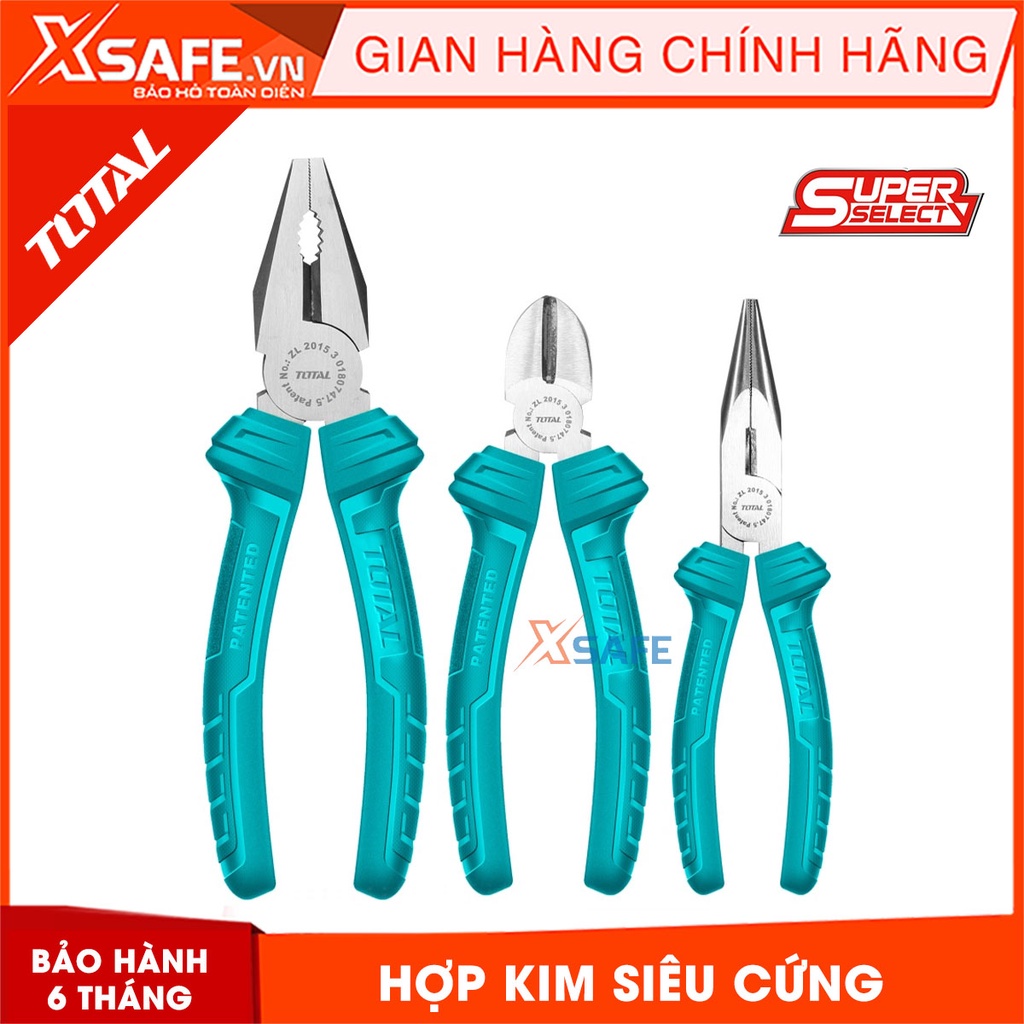 Bộ 3 kìm đa năng cách điện TOTAL THT1K0311 Kềm cắt kềm răng điện kềm mũi nhọn thép CrV siêu cứng bền cắt kẹp tuốt