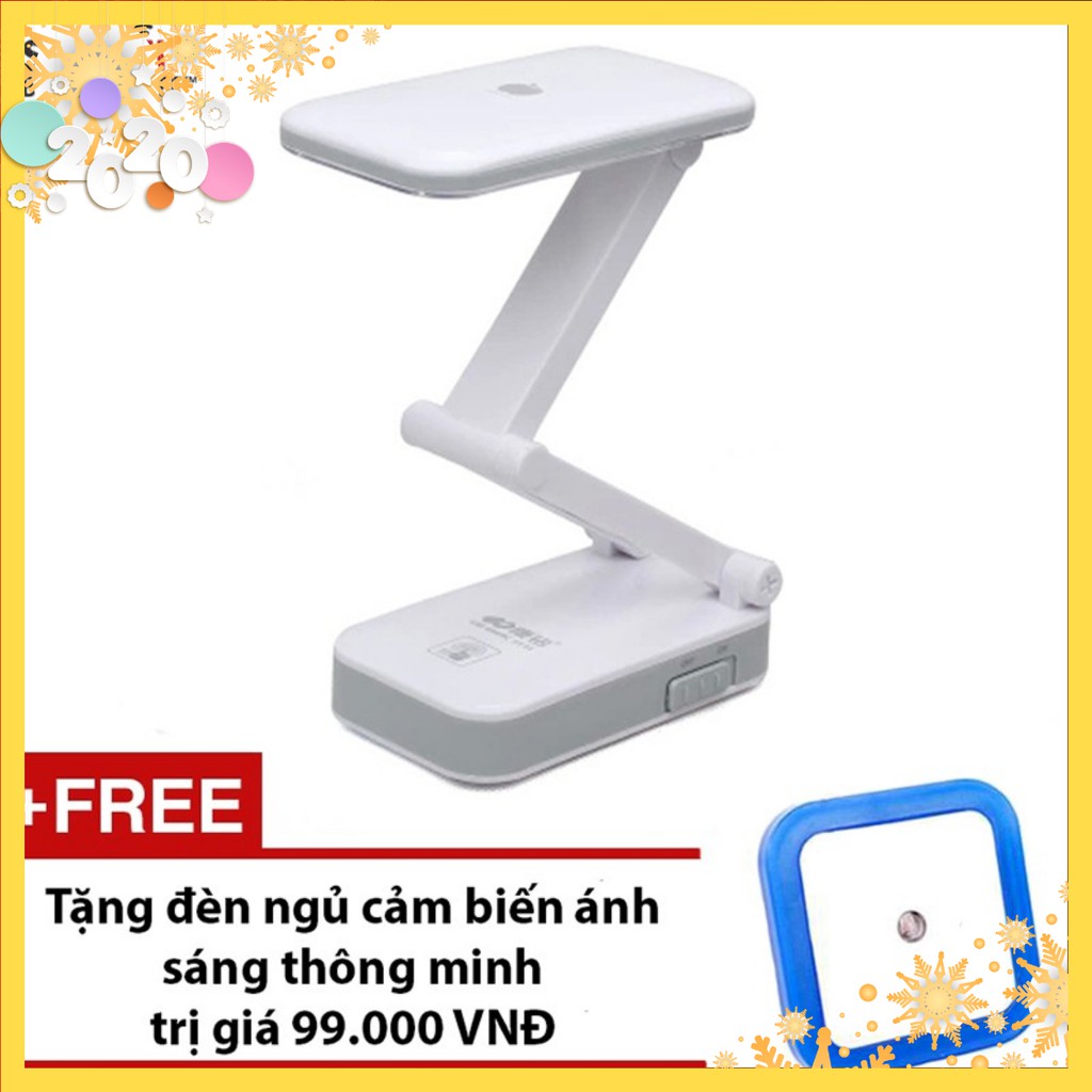 [FREESHIP EXTRA] Đèn LED để bàn tích điện SUNTEK KM-6669C + Tằng đèn ngủ cảm biến ánh sáng