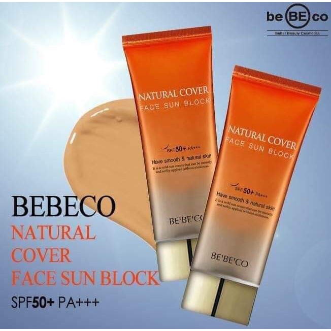 BEBECO Kem chống nắng nền trang điểm bảo vệ da SPF50 PA+++ NATURAL COVER FACE SUN BLOCK-50ml