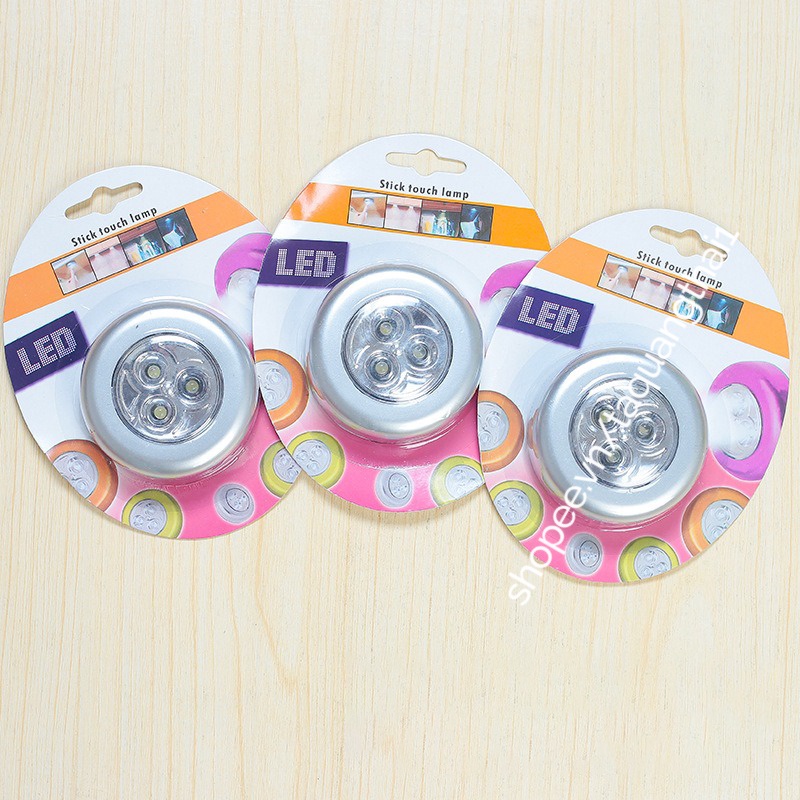 Đèn Led Bật Tắt Một Chạm Có Sẵn Keo Dán Tường, Bóng Led 3 Bóng Gắn Tủ Quần Áo Xe Hơi, Nơi Thiếu Ánh Sáng
