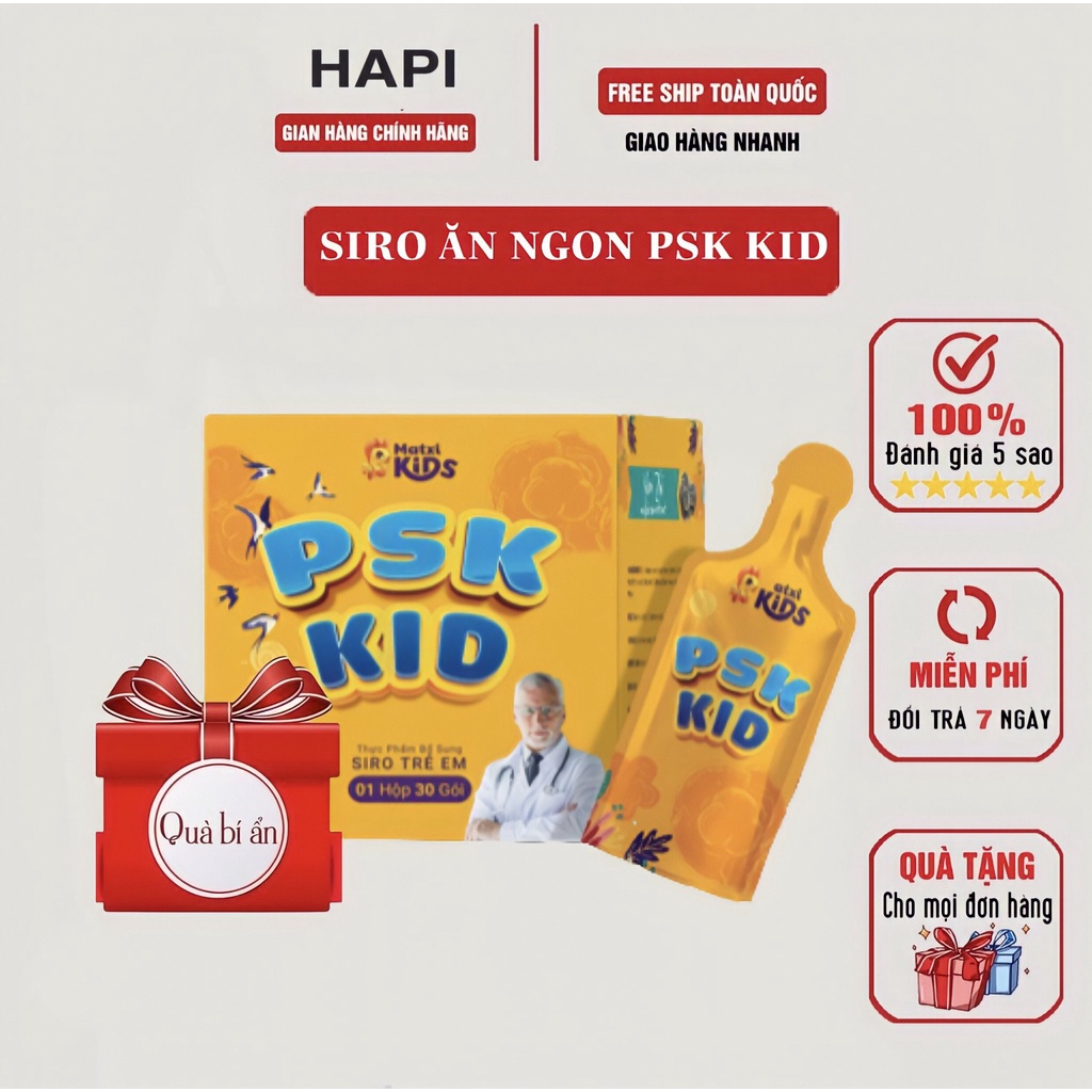 Siro Ăn Ngon PSK KID -  MAXICORP Hỗ Trợ Bé Cải ThiệnTáo Bón, Ăn Ngon Ngủ Giỏi Tăng Cân Đều, Sức Đề Kháng Tốt