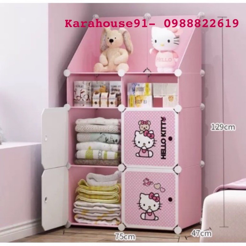 [NHIỀU MẪU] TỦ NHỰA LẮP GHÉP 4 Ô + 2 Ô NHỎ + 2 KỆ VÁCH HỒNG ĐỂ ĐỒ CHO BÉ ĐA NĂNG THÔNG MINH