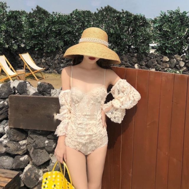 Bikini ren đi biển 1 mảnh giấu bụng chụp hình siêu xinh - Quảng Châu loại 1