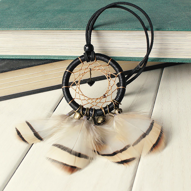 Dreamcatcher Đính Lông Vũ Màu Đồng Nhỏ