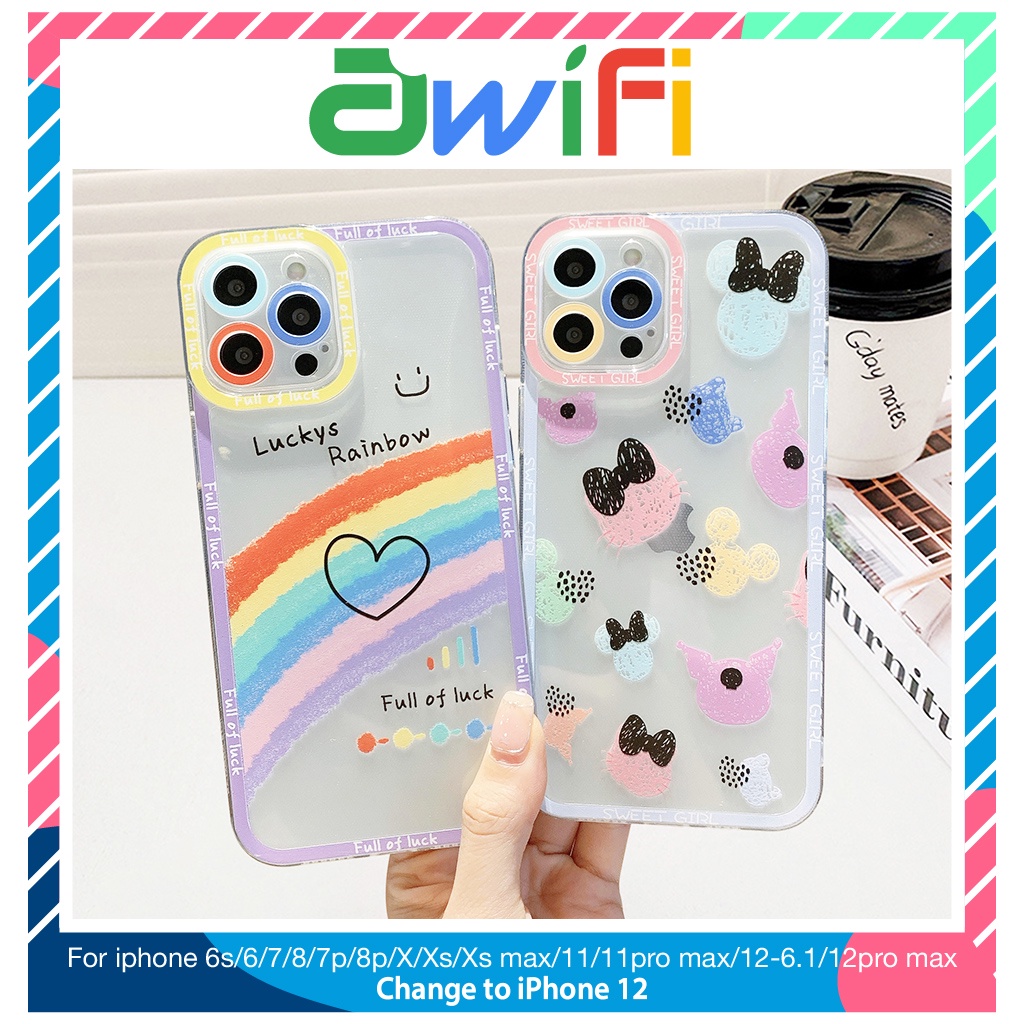 Ốp lưng iphone trong lỗ viền camera rainbow 6/6plus/6splus/7/7plus/8/8plus/x/xs/11/12/13/pro/max/plus/promax-Awifi B3-7 | WebRaoVat - webraovat.net.vn