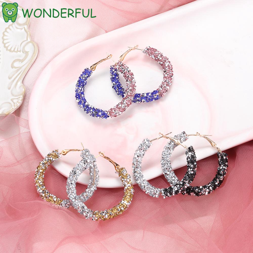 WONDERFUL Charm Women Statement Jewelry Glitter Geometric Round Hoop Earrings