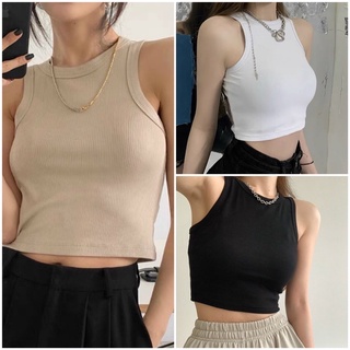 Áo croptop ba lỗ ngược chất bozip dầy co dãn tốt, mặc tôn dáng, 3 màu sang chảnh
