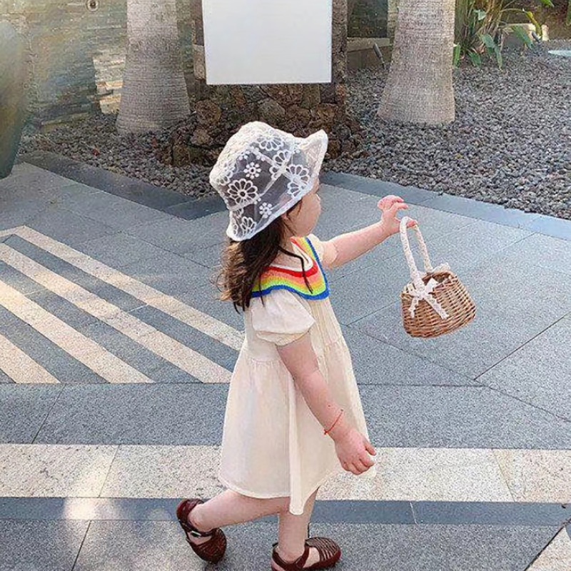 Nón Tai Bèo Phối Lưới Thoáng Khí Thời Trang Mùa Hè Dễ Thương Cho Bé Trai + Gái