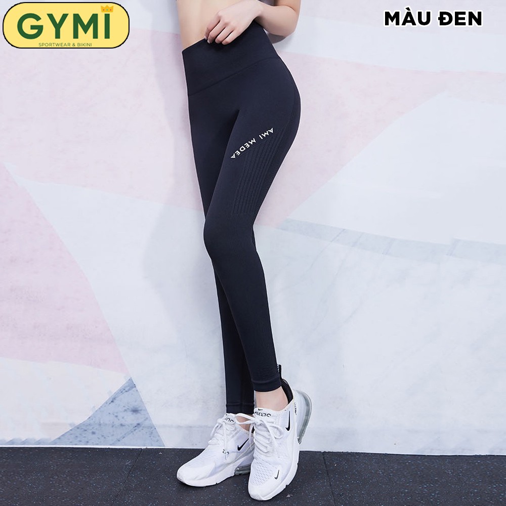 Quần tập gym yoga nữ GIMY QD01 dáng legging dài thể thao lưng cao nâng mông chất dệt kim co giãn Ami Meade