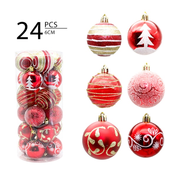 Hộp 24 quả châu 6cm trang trí cây thông Noel, trang trí giáng sinh Ánh Kim