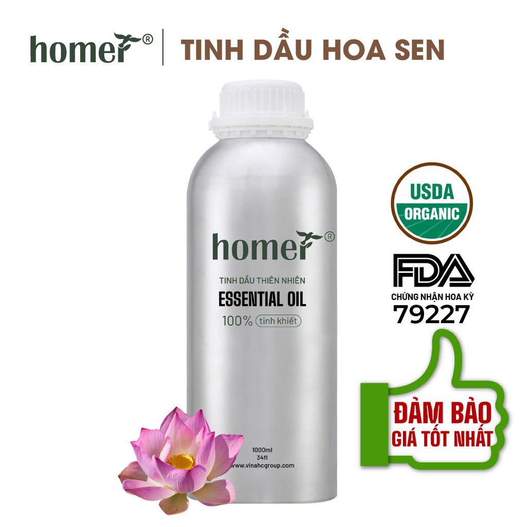 Tinh dầu Sen Việt Nam Homer 500ML/ 1L - Lotus Essential Oil - đạt chuẩn chất lượng kiểm định