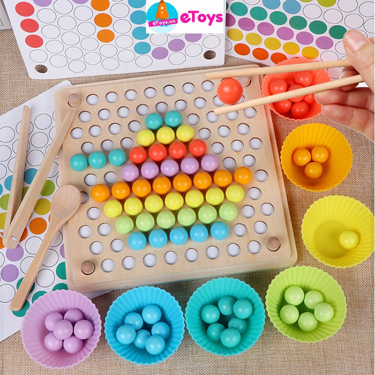 Đồ chơi thông minh Montessori gắp hạt kèm bát kích thích sáng tạo, đồ chơi phát triển trí tuệ ETOYS