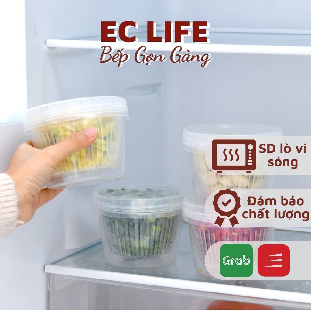 Hộp Bảo Quản Hành Tỏi Trong Tủ Lạnh Bằng Nhựa Đa Năng có 2 Lớp Giúp Ráo Nước Giữ Thực Phẩm Luôn Tươi 0501