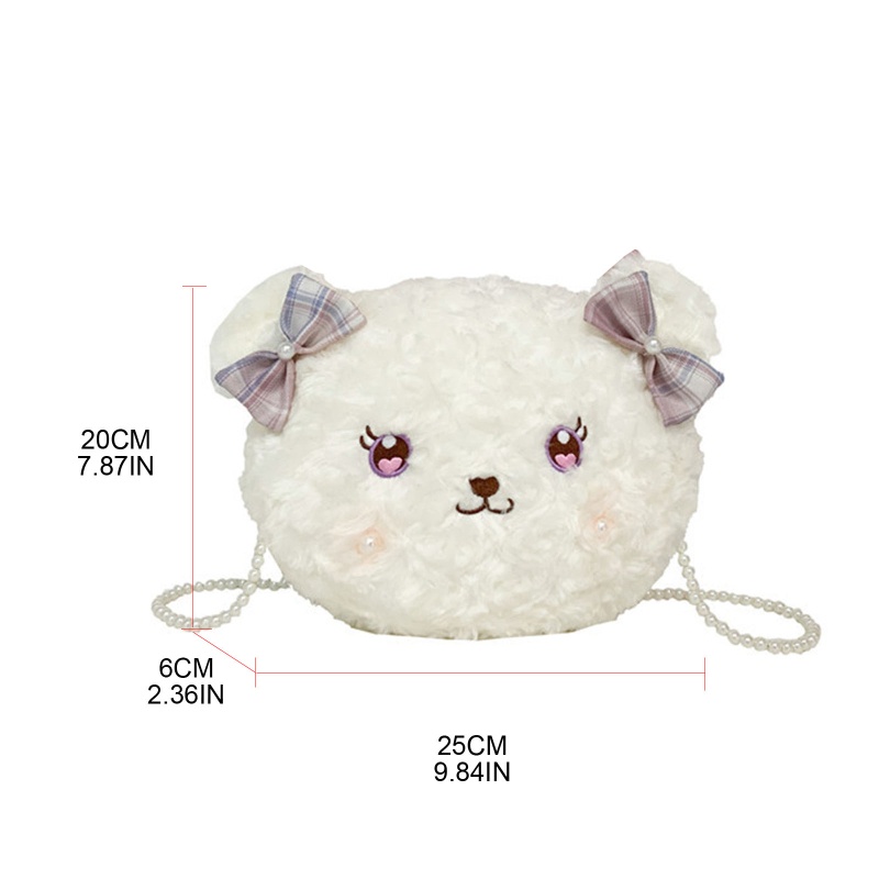 Túi Đeo Chéo Lông Xù Mềm Mại In Họa Tiết Hoạt Hình Phong Cách Lolita Nhật Bản
