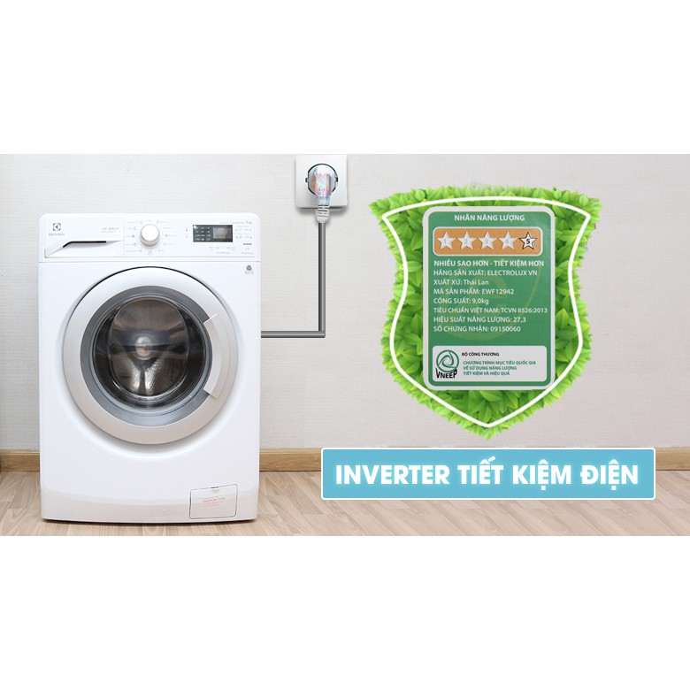 Máy giặt Electrolux Inverter 9 kg EWF12942 (Hàng trưng bày)
