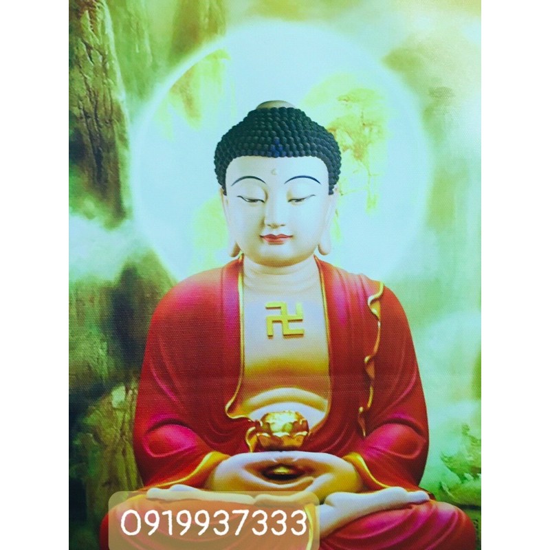 Tranh treo phật A di đà ngồi ( vải dù 30*58 cm )