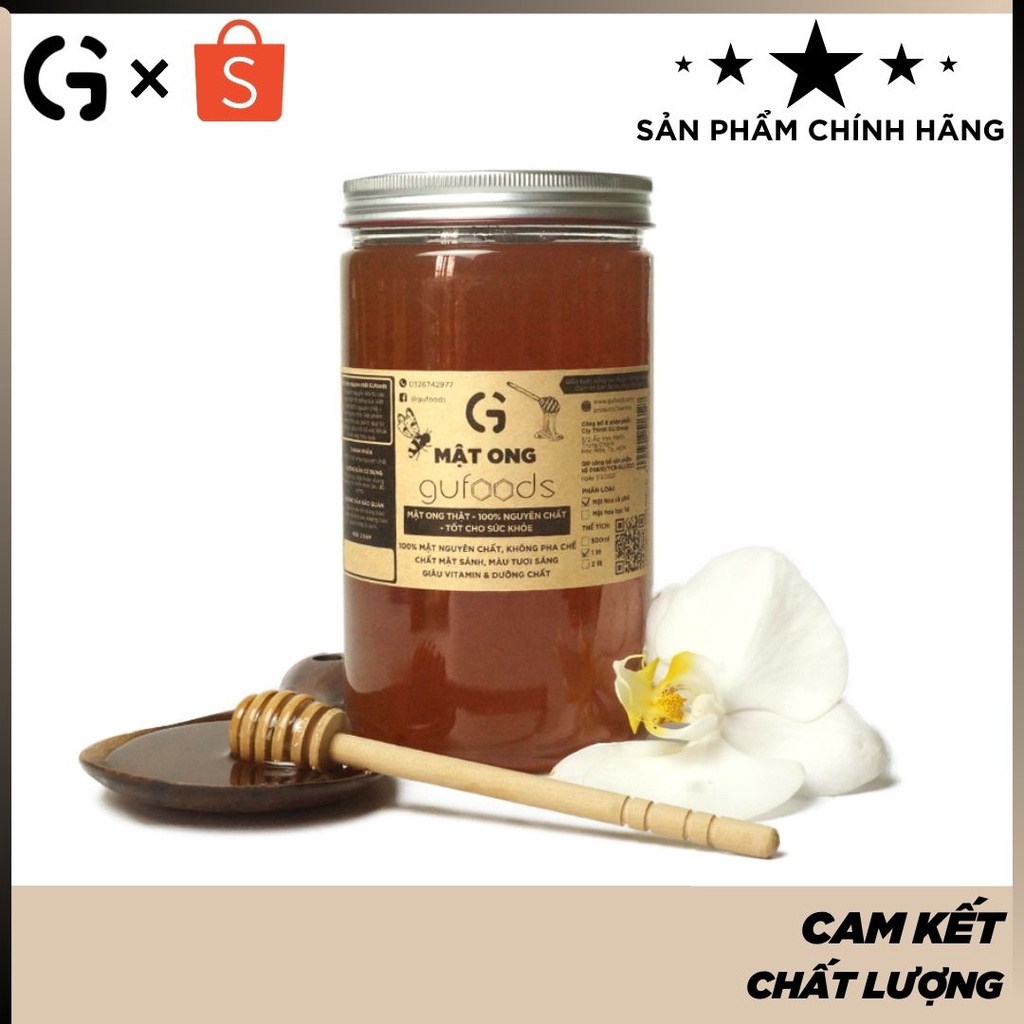 Mật ong nguyên chất GUfoods - Mật ong thật, 100% nguyên chất, Tốt cho sức khỏe