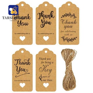 48 Thẻ tag bằng giấy kraft màu nâu in chữ Thank You có dây thừng dùng đóng bao bì DIY