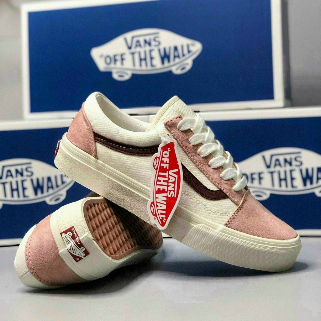 Giày Vans Nữ Da Lộn Đế Bằng Giữ Thăng Bằng Giá Rẻ Hồng Thời Trang Giày Bata Nữ Hồng