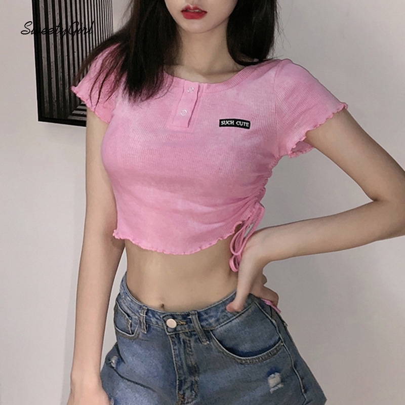 [Bán giải phóng mặt bằng] Áo Crop Top Nữ Ngắn Tay Thêu Chữ Sweetygirl