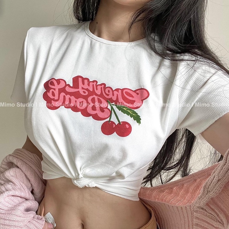 Cardigan bolero pink - Cherry cropped tee