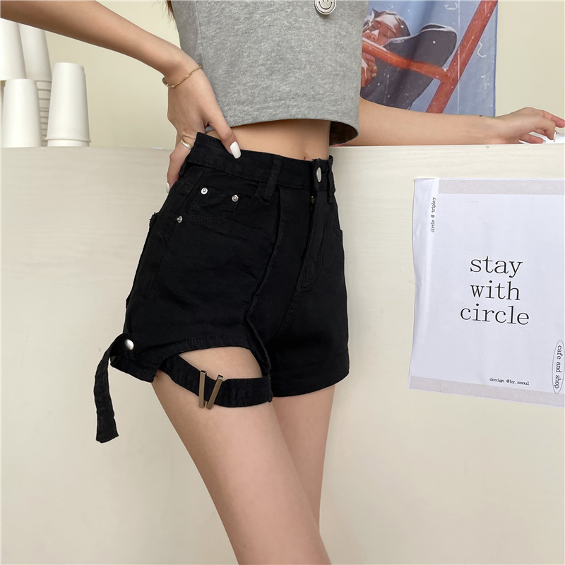 SUXI Quần Short Denim Lưng Cao Phong Cách Hàn Quốc Cho Nữ