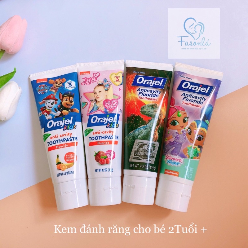 Kem đánh răng Orajel cho bé 2 tuổi + 𝒉𝒂̀𝒏𝒈 𝑴𝒚̃