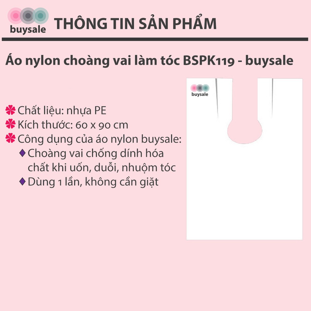 Áo choàng vai nylon dùng 1 lần khi làm tóc kích thước 60 x 90 cm - BSPK119 - buysale