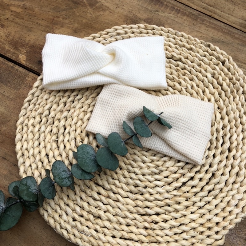 Turban vặn chéo vải cotton waffle cho cả bé trai và gái