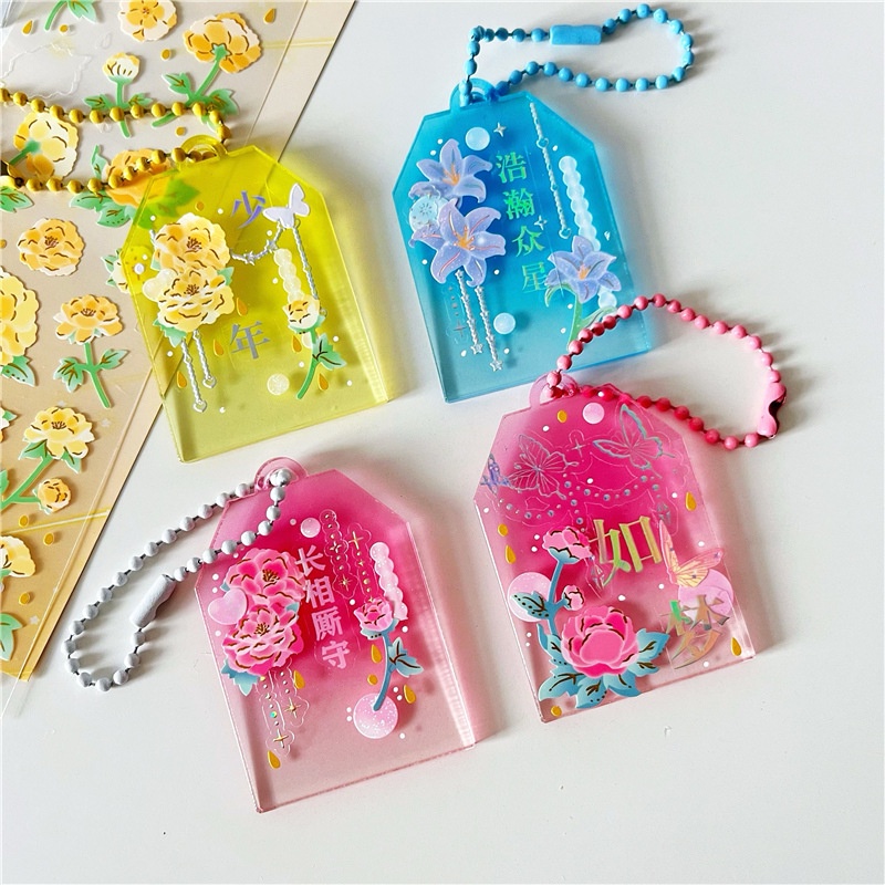 Móc Chìa Khóa Bằng Acrylic Trong Suốt Hình Quả Đào Màu Gradient Độc Đáo
