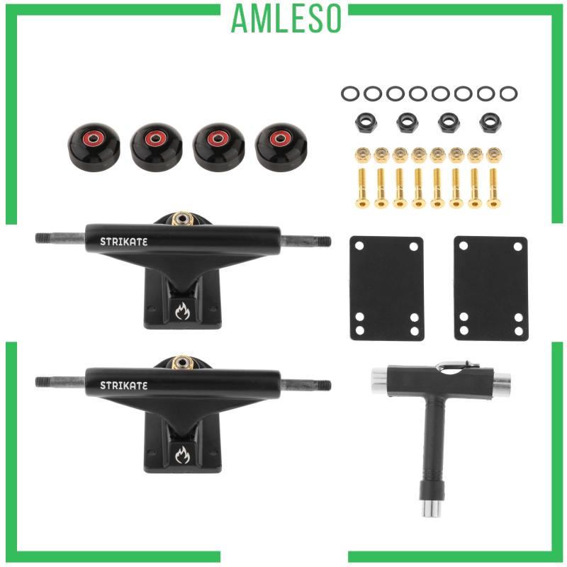 [AMLESO]Skateboard TRUCKS 52mm Wheels and Bearings with Pads