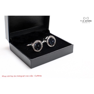 Khuy măng sét cao cấp - cufflinks đính đá đen