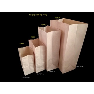 50 Túi giấy kraft đựng thực phẩm đáy vuông