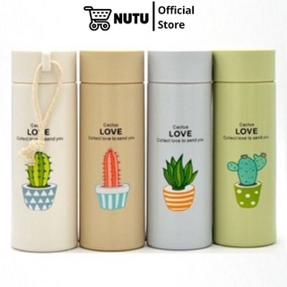 Bình Nước Chống Nóng Thủy Tinh Bọc Silicon, Bình Đựng Nước Xương Rồng 400ml