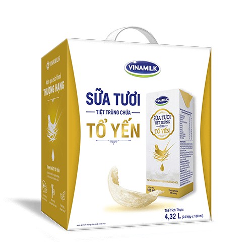 Sữa Tươi Tiệt Trùng Vinamilk Có Chứa Tổ Yến - Thùng 24 Hộp x 180ml