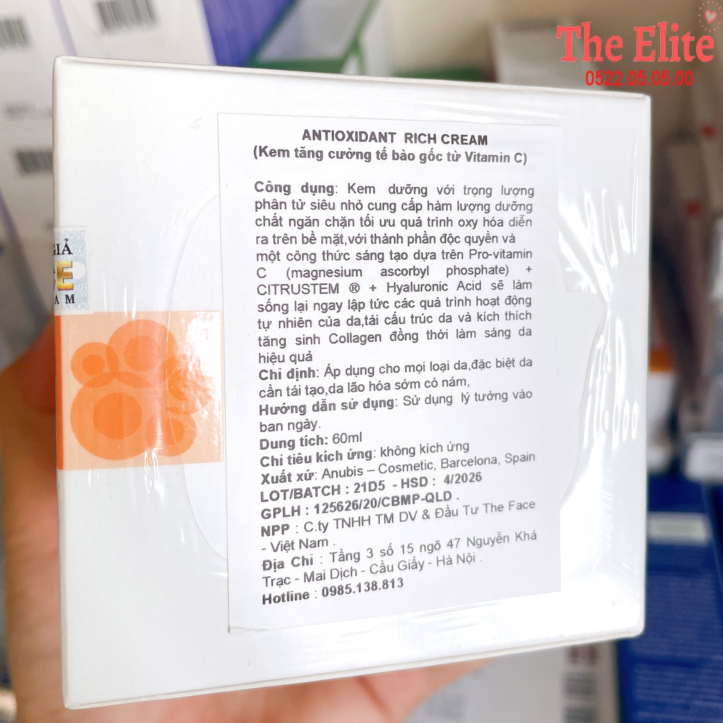 Kem vitamin C làm sáng da và chống lão hóa Antioxidant Rich Cream PolivitaminC Anubis 60ml